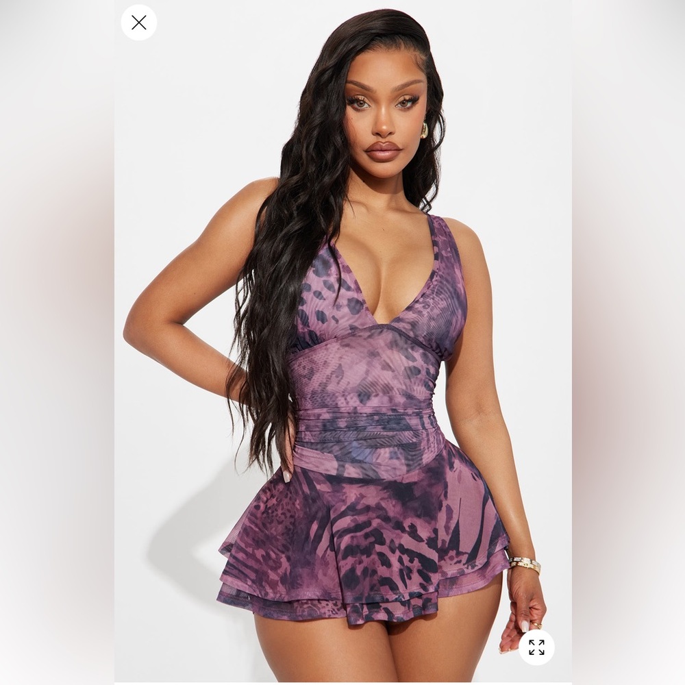 Fashion Nova Animal Print Mesh Romper